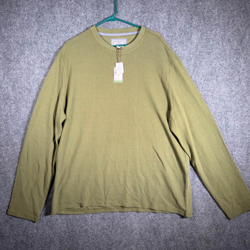 Jos. A. Bank 1905 Waffle Knit Shirt Mens XXL Tailored Fit Green Long Sleeve